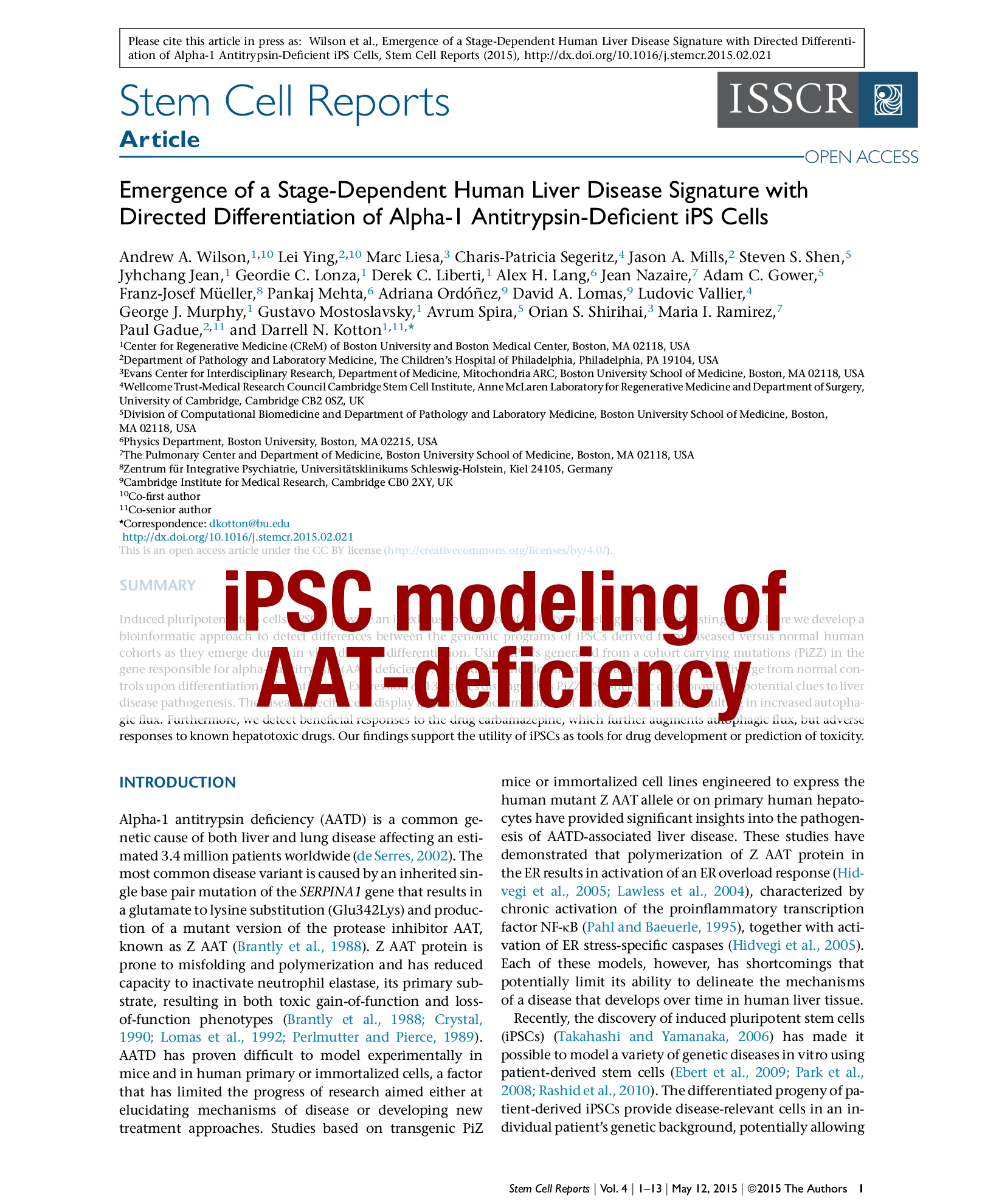 Wilson, Stem Cell Reports, 2015